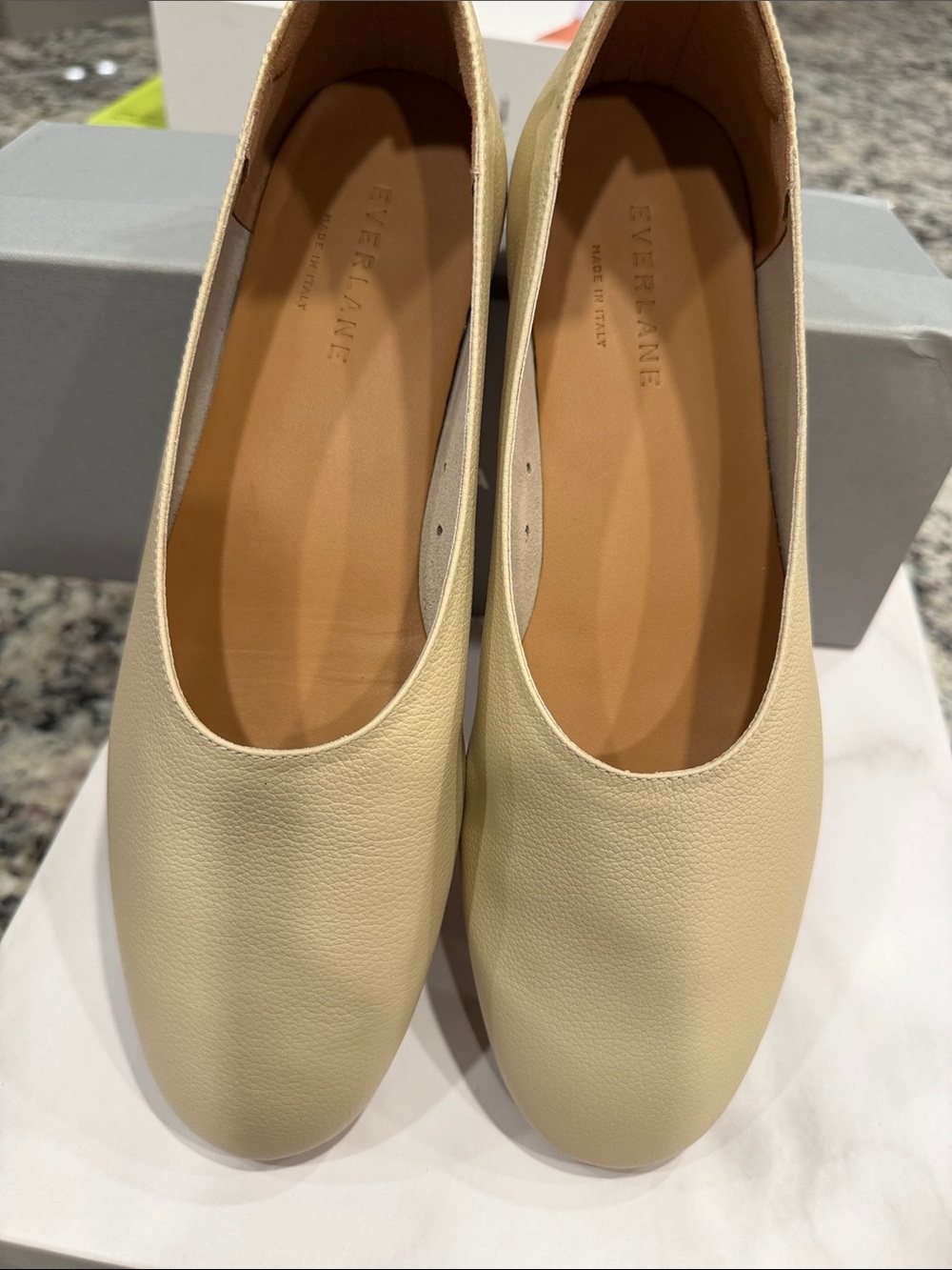 Everlane Cream Pebbled Leather Ballet Flats - 7.5 NEW - Picture 5 of 11